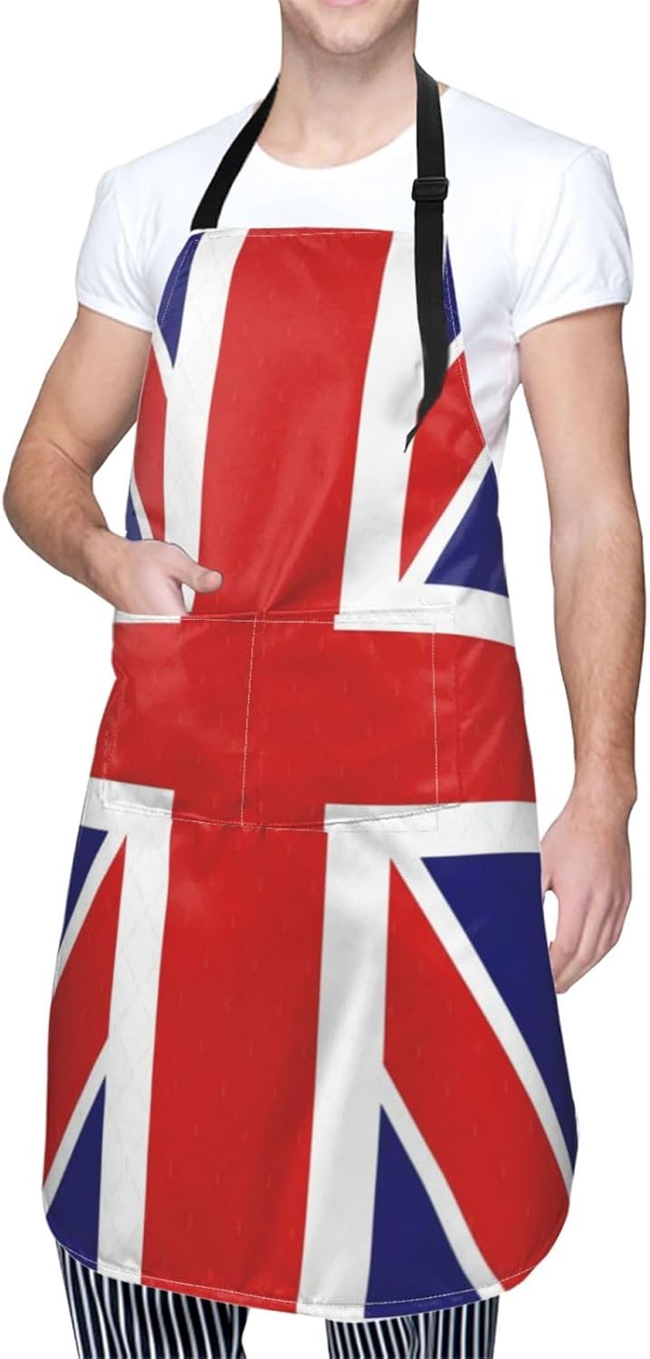 English flag print Waterproof apron with pocket adjustable cooking apron for adult kitchen bibs to bake