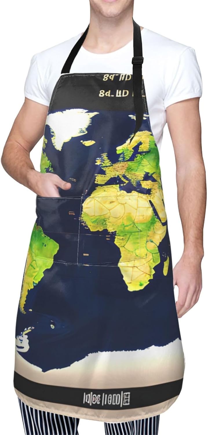 World Map print Waterproof apron with pocket adjustable cooking apron for adult kitchen bibs to bake