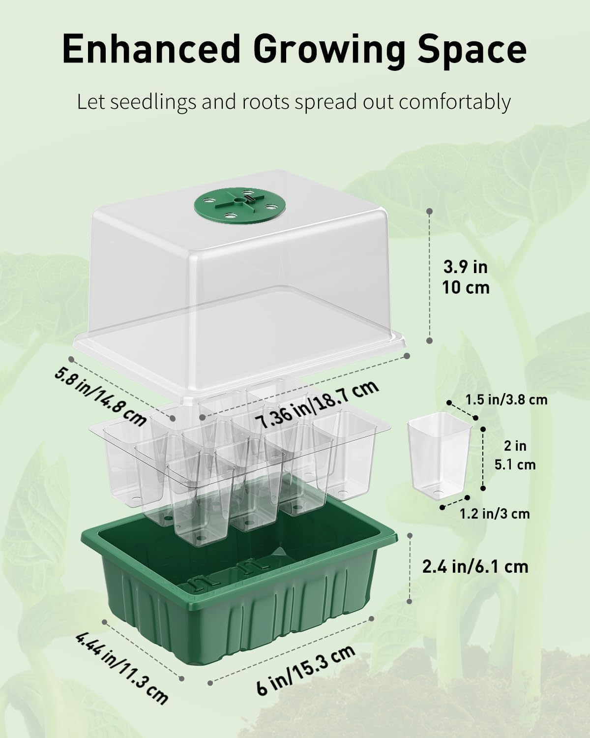 Pawfly 6 Pack Seed Starter Kit, 72 Cells, Seed Starter Trays with Adju