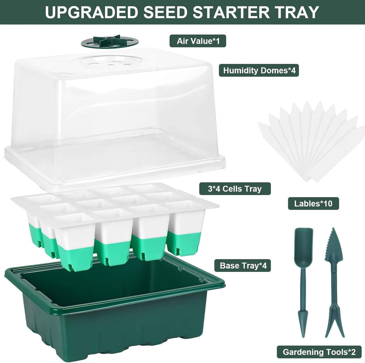 Sondiko Silicone Seed Starter Tray, 48-Cell Reusable Seed Starter Kit,