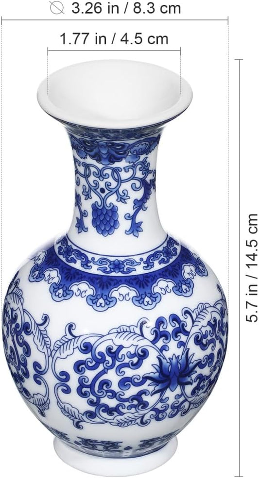 Blue and White Porcelain Vase Exquisite Floral Container Decorative Flower Holder Art Vases Household Flower Pot Ceramic Hydroponic Planter Ceramic Flowerpot Floral Storage Container (ONLY 5.7 Inch)