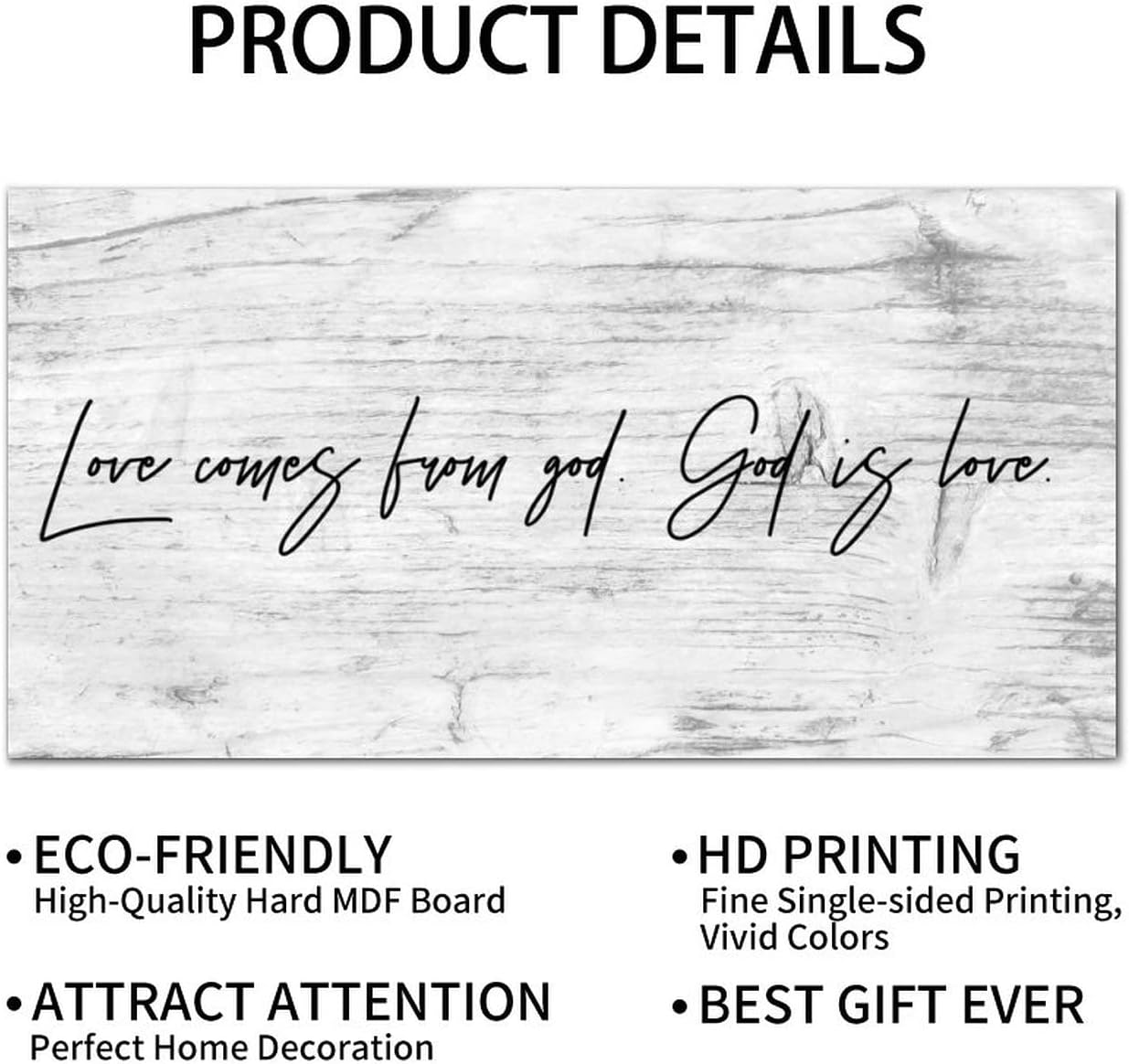 LITTLEGROVE SEEDS Rustic Wood Sign Love Comes from God God Is Love Sign Farmhouse Wall Art Home Decor Wall Hanger Family Wall Decor for Home Man Cave Gate Garden Bars Cafes 10x4in