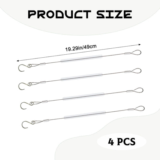 4 Pcs 19.29 Inch Bird Feeder Hanger for Tree with S-Hook Hanging Cable Tree Limb Hanger Protector Stainless Steel Cable for Bird Feeders, Birdhouses, Potted Plants, Outdoor Decorations