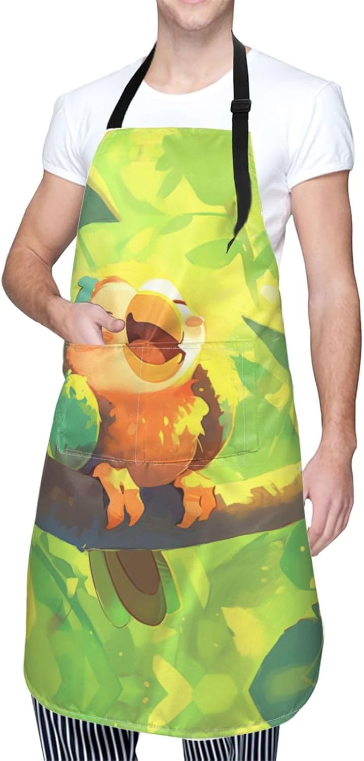 Animal cartoon print Waterproof apron with pocket adjustable cooking apron for adult kitchen bibs to bake