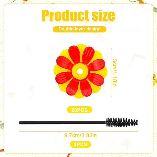 20pc Hummingbird Feeder Flowers & Cleaning Brushes - Hanging Hummingbi