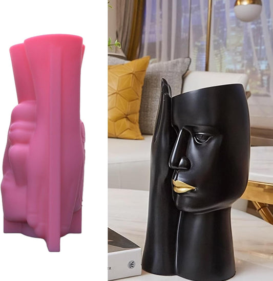 Planter Vase Moulds Screened Human Face Shape Cements Silicone for Han