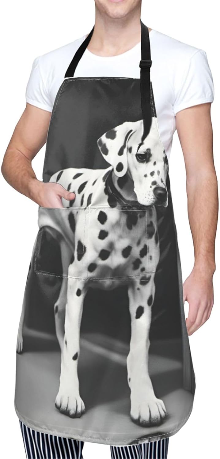 Dalmatian 1 print Waterproof chef's apron with pocket apron for kitchen cooking baking barbecue and gardening