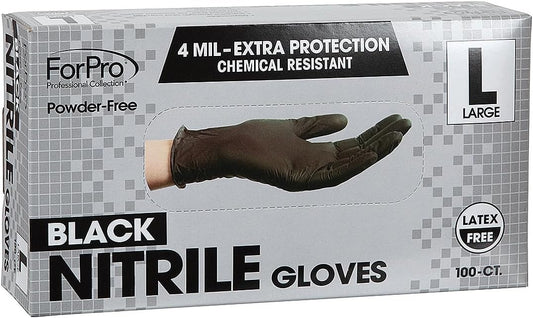 ForPro Disposable Nitrile Gloves, Chemical Resistant, Powder-Free, Latex-Free, Non-Sterile, Food Safe, 4 Mil
