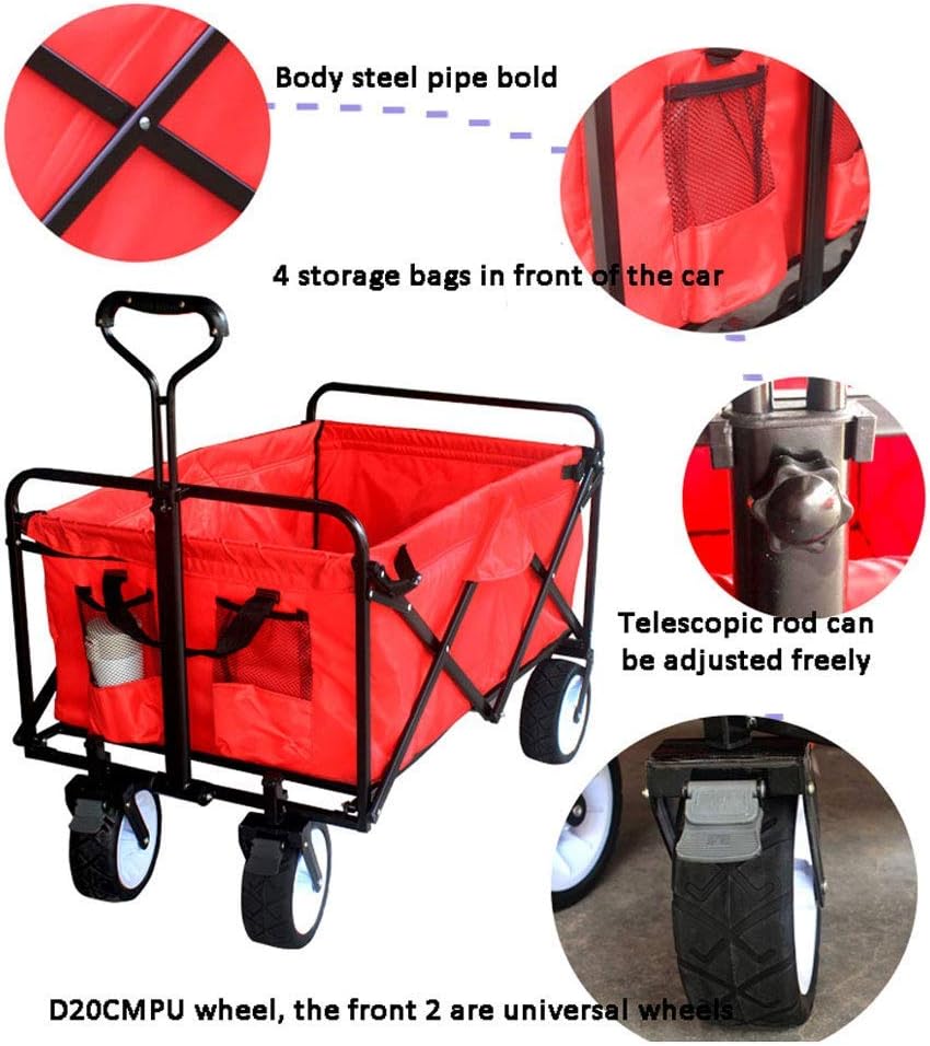 Outdoor Portable Foldifour-Wheeled Trolley Trailer Trolley Truck Truck Multiple Colors 75 100Cm Grocery Cart