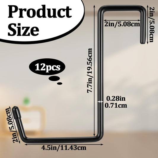 12 Pack Heavy Duty Rafter Hanger Hooks, Vinyl Coated Garage Ladder Hanger, Large S Hook Storage Organizer, Bicycle Hooks for Organizing Garden Tools, Ladders, Hoses, Ropes and More Equipment(Black)