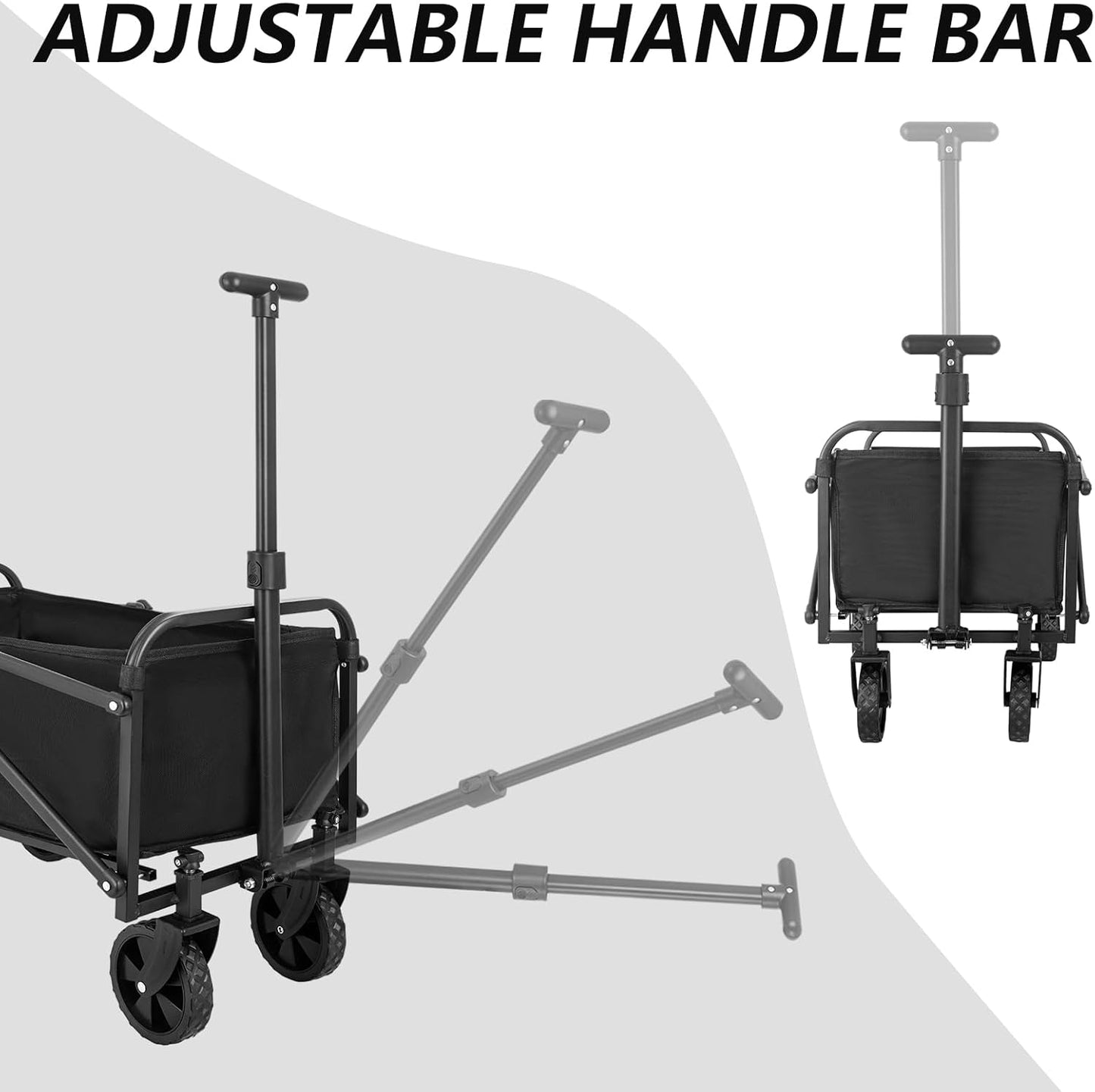 330LBS Collapsible Wagon Cart - Foldable Beach Folding Wagon with Wheels - Large Capacity Outdoor Utility Cart for Shopping, Groceries, Camping, Gardening