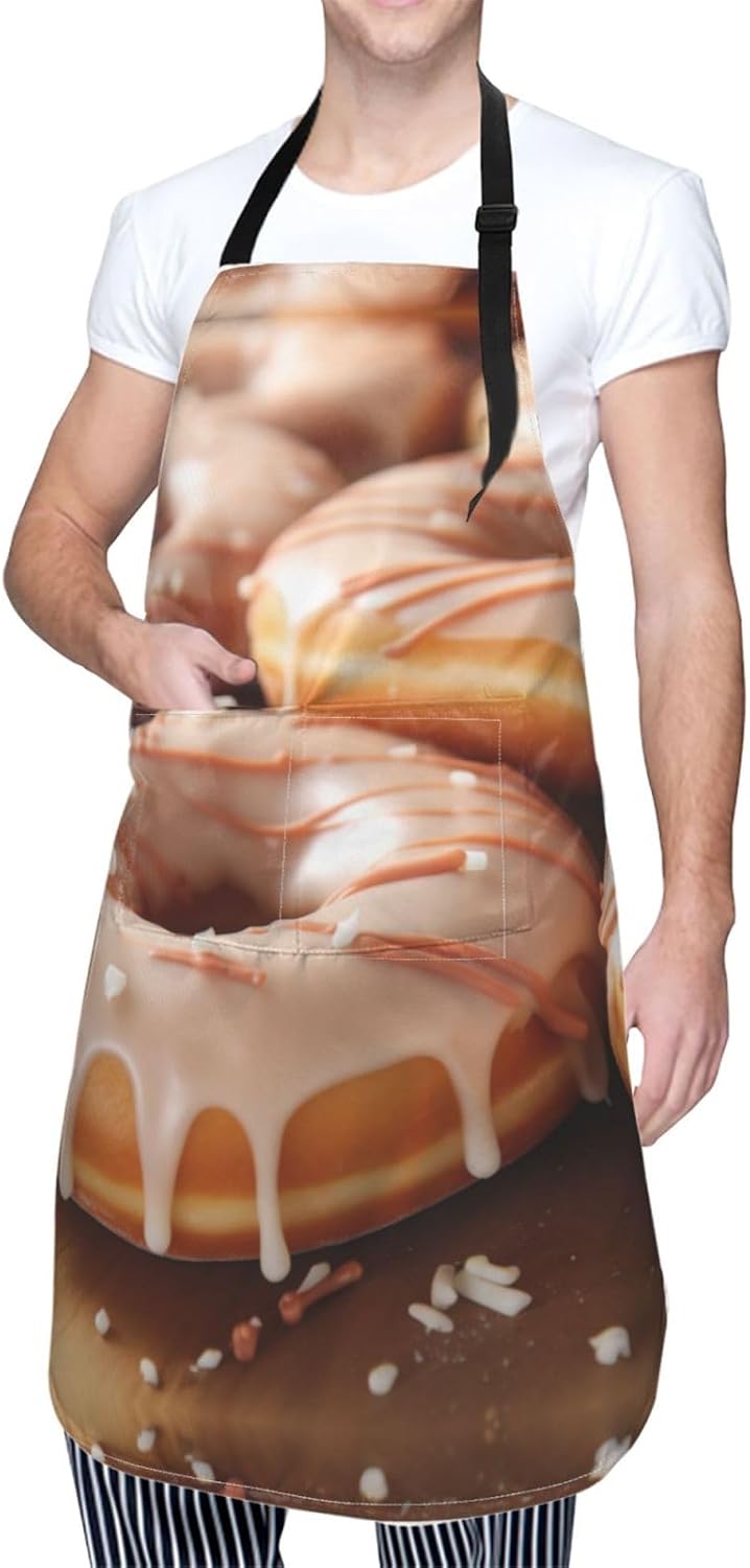 Donuts print Waterproof apron with pocket adjustable cooking apron for adult kitchen bibs to bake
