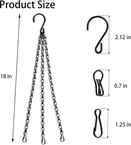 PCTC 3 Pack 18 inch Hanging Basket Chain,Hanging Plant Holder, Flower Pot Basket Chains 3 Point Replacement Chain Hangers for Planters, Bird Feeders, Lanterns and Other Ornaments
