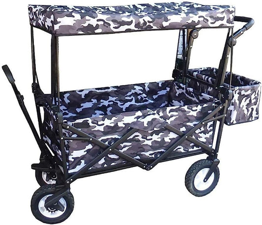 Handcart, Portable Folding Garden Trolley Cart Heavy Duty Wagon with C