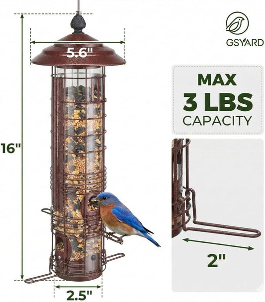 Kingsyard Squirrel Proof Bird Feeders for Outdoors with Weight-Activat