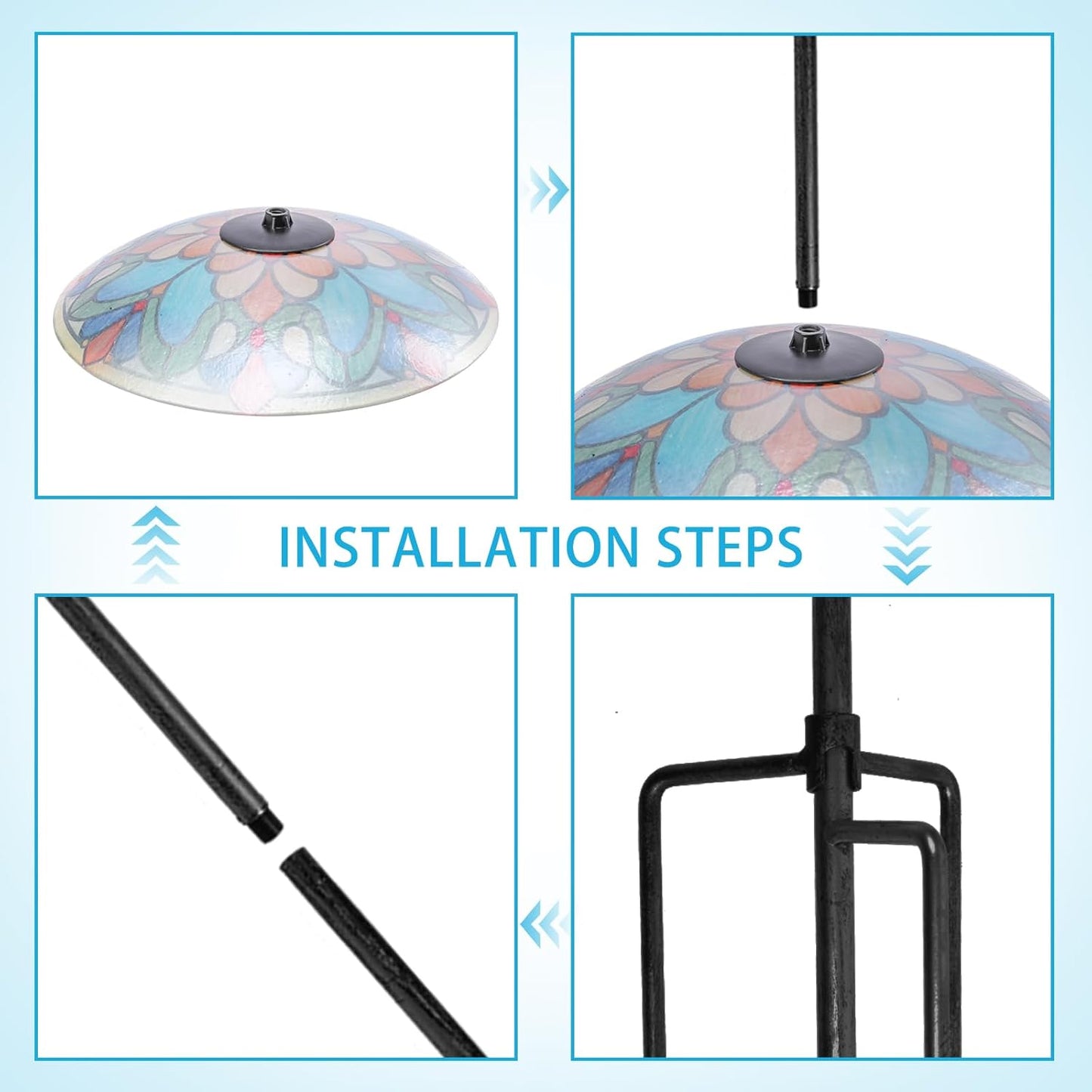 Bird Baths for Outdoors, Glass Birdbaths Outdoor Garden Birdfeeder wit