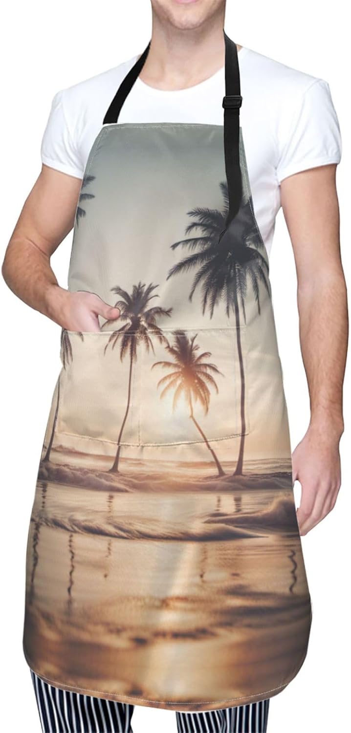 cartoon pigeon print Waterproof chef's apron with pocket apron for kitchen cooking baking barbecue and gardening