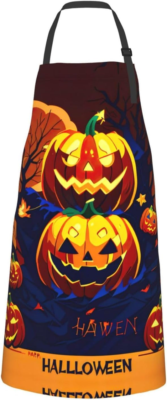 Halloween Pumpkin print Waterproof chef's apron with pocket apron for kitchen cooking baking barbecue and gardening