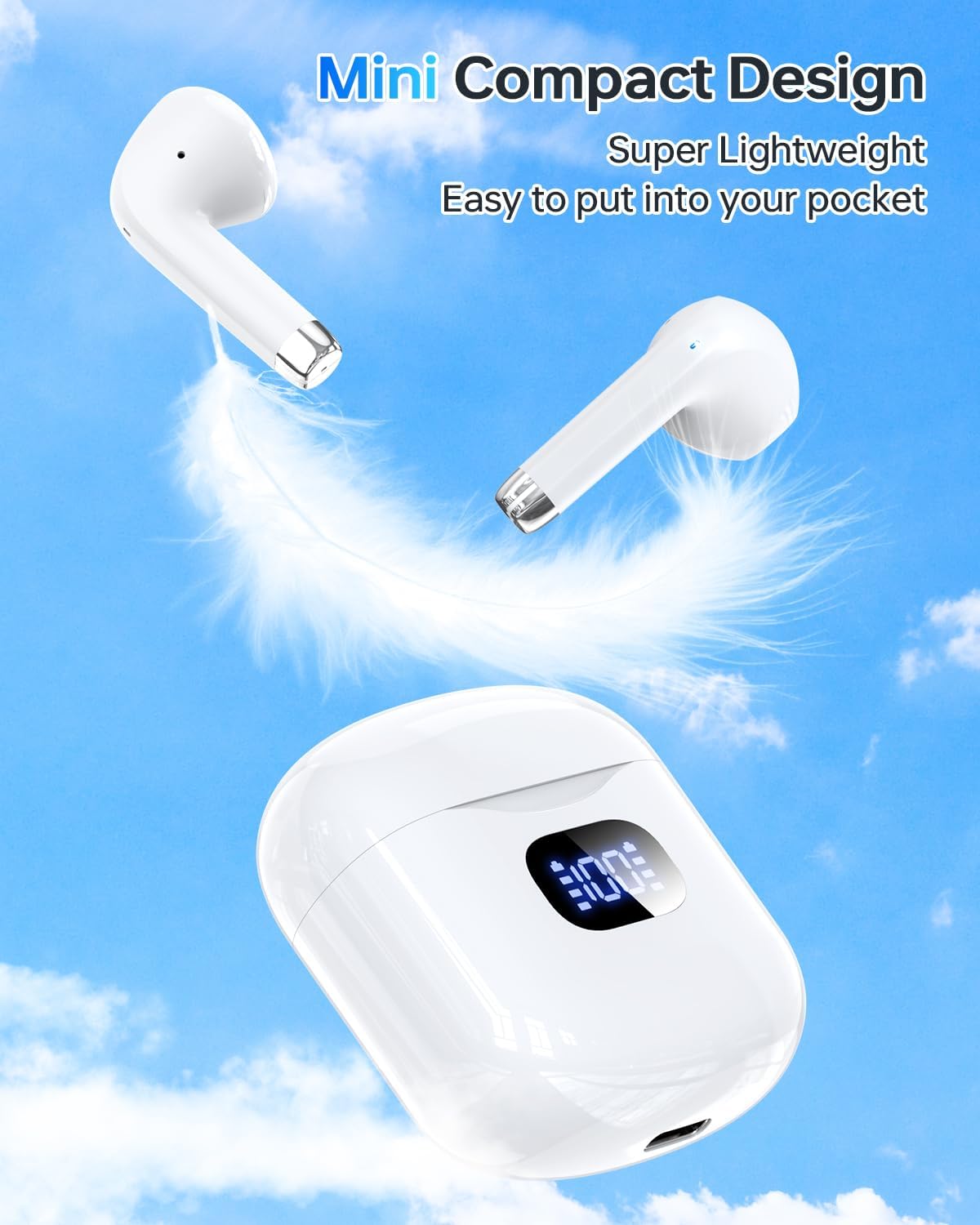 Wireless Earbuds Bluetooth 5.3 Headphones, 40Hrs Playback Stereo Ear B