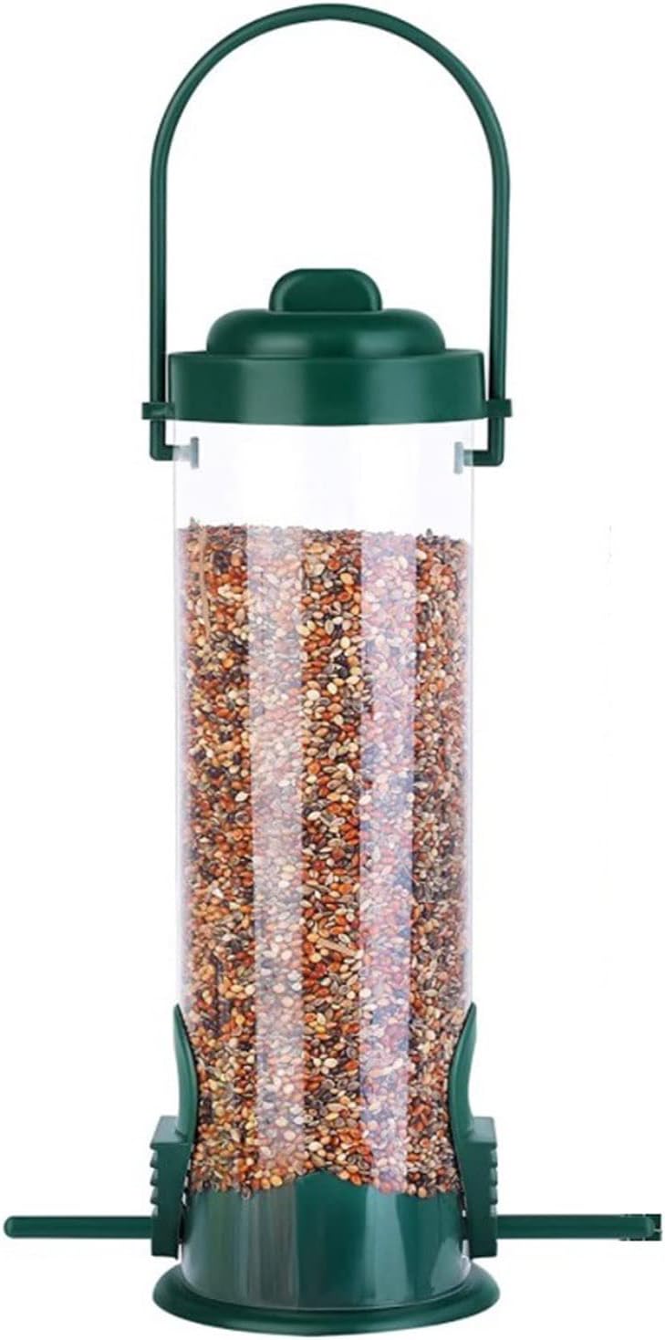 Hanging Wild Bird Feeder with Perch Clear Tube Mesh Suet Metal Bird Feeders for Garden Yard Outdoor
