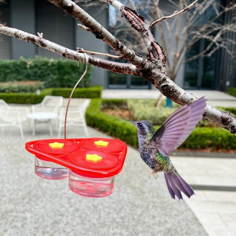Hummingbird Feeder, 3Pcs Mini Flower Hand Held/Hanging Hummingbird Feeder, Hanging Humming Wild Bird Feeders for Outdoor Supplies