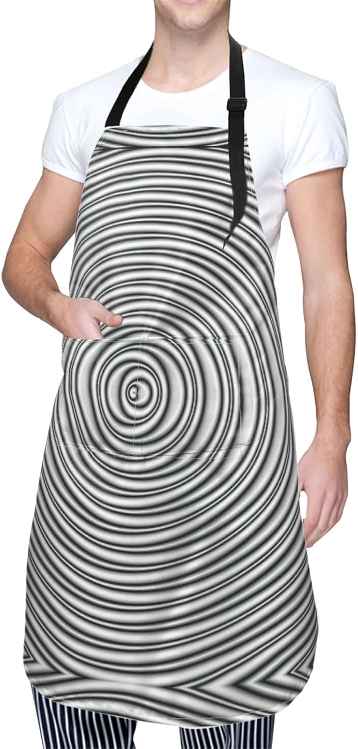 Optical Spin Illusion Print Laundry apron 28x33 In Waterproof Kitchen Apron with Pockets for Cooking Baking