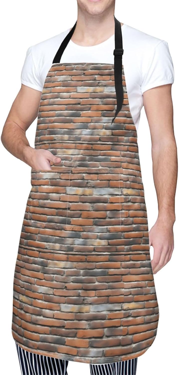 YANYU Old Brick Wall Print 28x33 In Kitchen Apron Stylish Chef Apron w