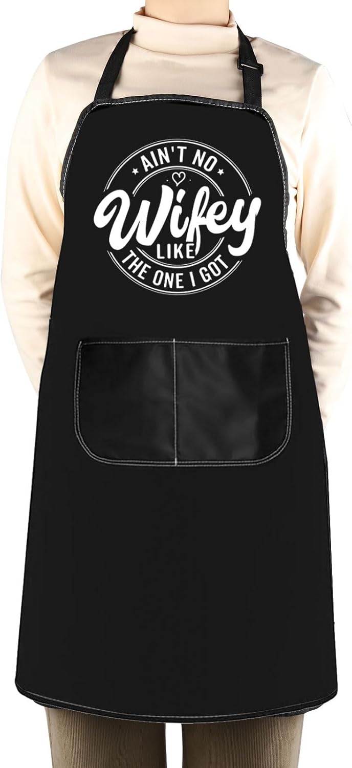 WCGXKO Ain’t No Wifey Like the One I Got Kitchen Apron Family Reunion Gift Husband Wifey Gift Wedding Anniversary Gift