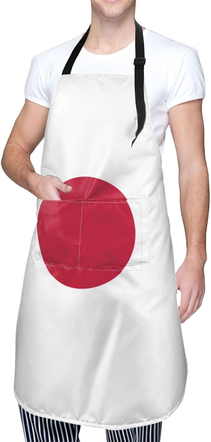 Japanese flag print Waterproof apron with pocket adjustable cooking apron for adult kitchen bibs to bake