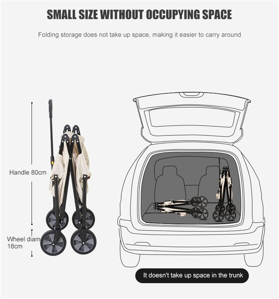JSEIAJB Camping Cart 80L Folding Trolley Portable Ultralight Shopping