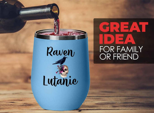 Bird Lover Blue Edition Wine Tumbler 12oz - Rven lutanic - Hummingbird