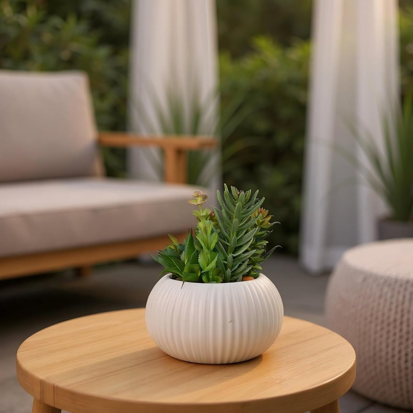 8 Inch Fake Plants Artificial Succulent Plants,White Ceramic Flower Pot,Assorted Faux Mini Succulents in a Decorative Planter Pot.