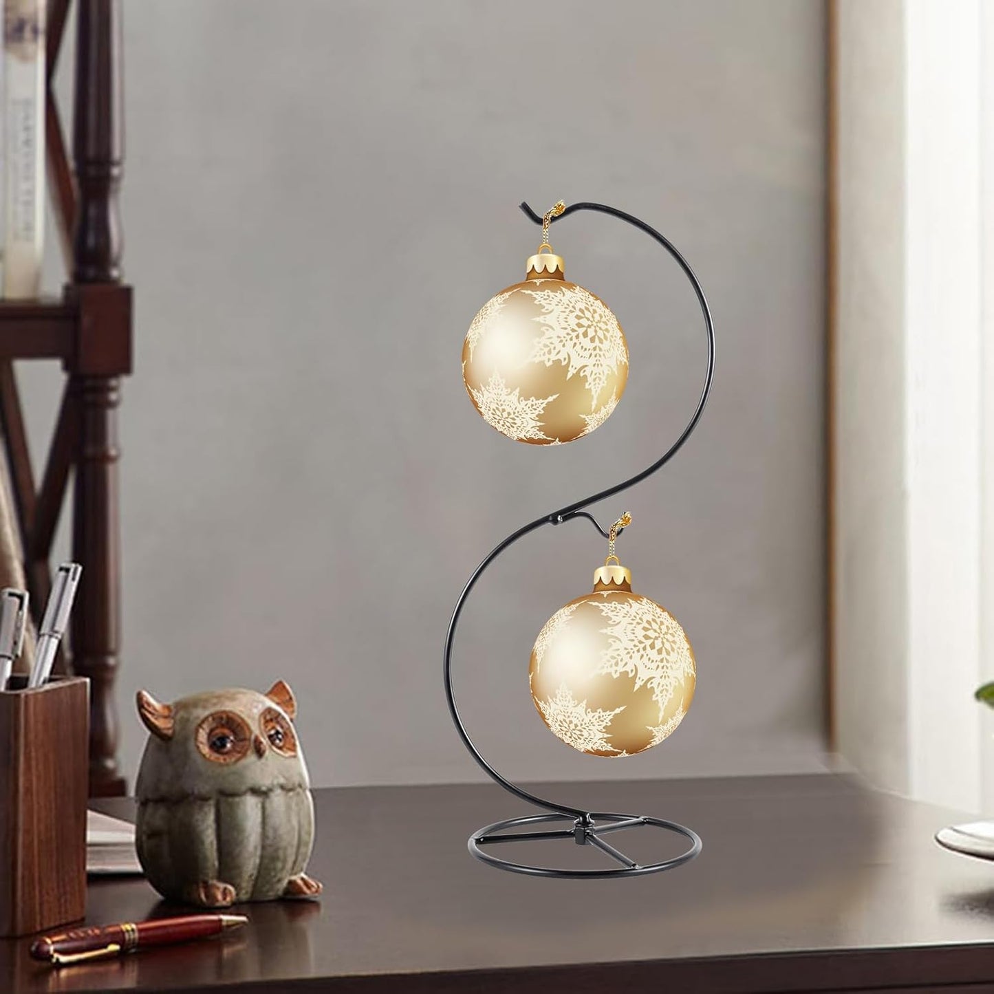 Ornament Display Stand Holder Iron Hanger Air Plant Stand Flower Pot Holder Iron Stand for Hanging Glass Globe Ball ,Christmas Wedding Ornament, Home Office Decor (S-style)