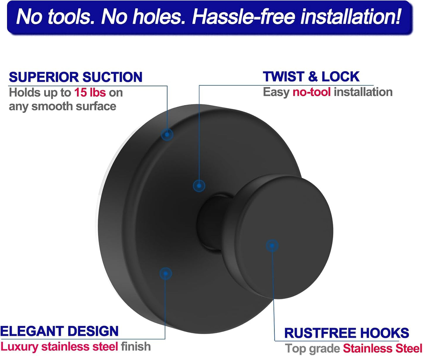 Suction Cup Hooks for Shower, Removable Towel Hooks for Bathroom Windo