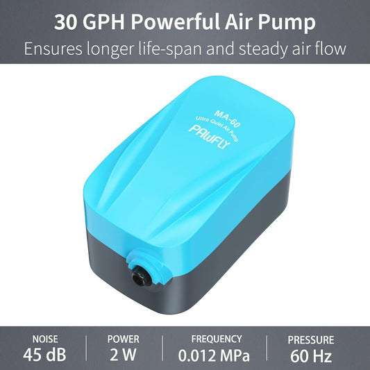 Pawfly Aquarium 15-40 GPH Compact Air Pump Quiet Oxygen Aerator Pump w
