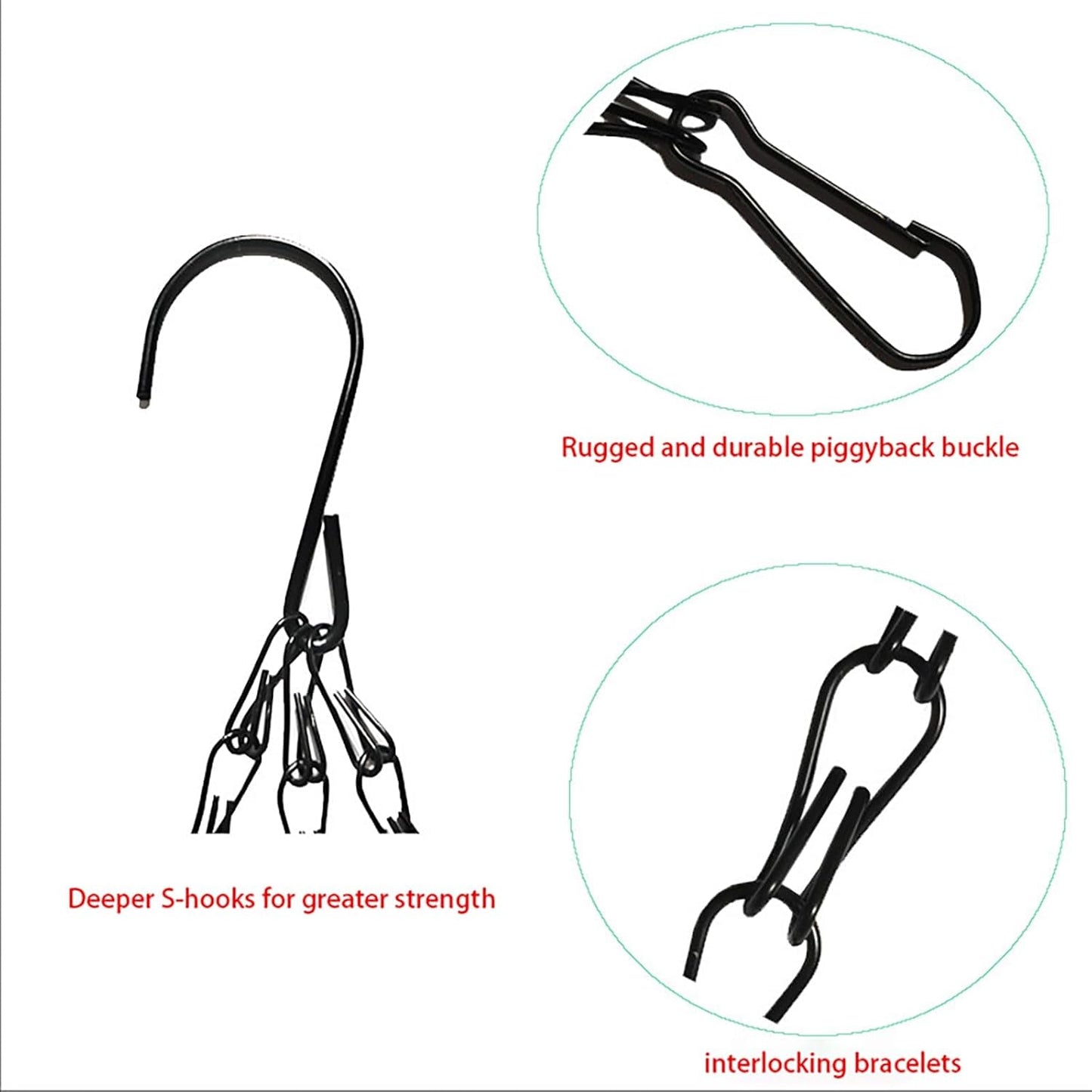 8 Pack 13.7(35cm) Inch Hanging Basket Chains 3 Point Black Metal Hanging Chains with Hooks for Plant Flower Pot Basket, Replacement Chain Hangers for Lantern, Bird Feeder, Planter, Indoor and Outdoor