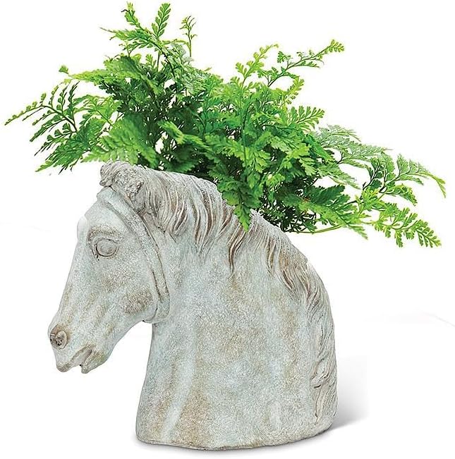 Abbott Collection Athens Horse Head Planter - Cement, Grey (9" H)