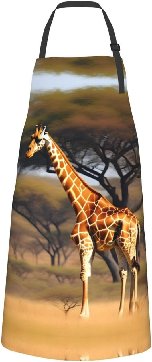 Africa Giraffe Majestic Tree Print 28x33 In Adult Kitchen Apron with P