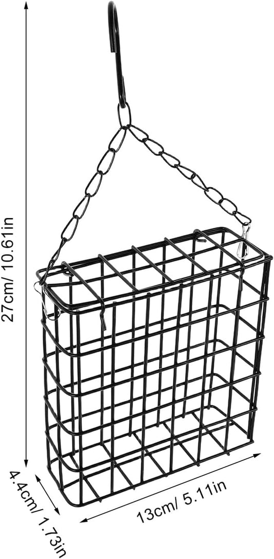 Milisten 2pcs Metal Bird Feeders Outdoor Hanging with Square Iron Mesh Cage and Chain, Parrot Cage Feeding Bowl Suitable for Yard Patio Bird Feeding