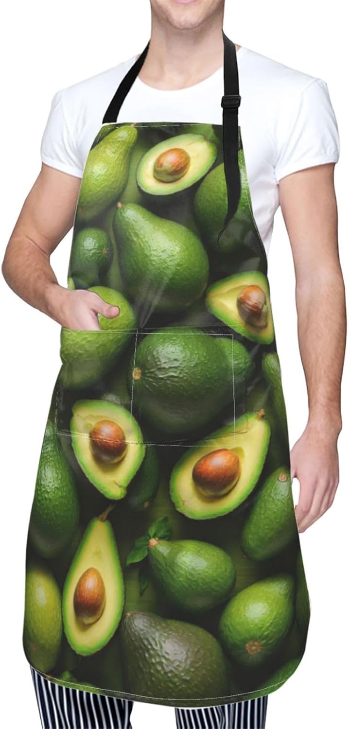 Avocado Pattern print Waterproof chef's apron with pocket apron for ki