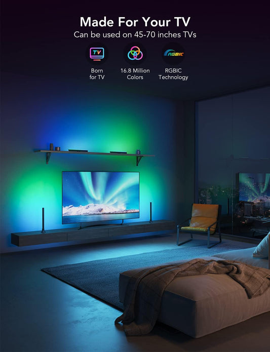 Govee RGBIC Light Bars, 15 Inches WiFi TV Backlight Suitable for 45-70