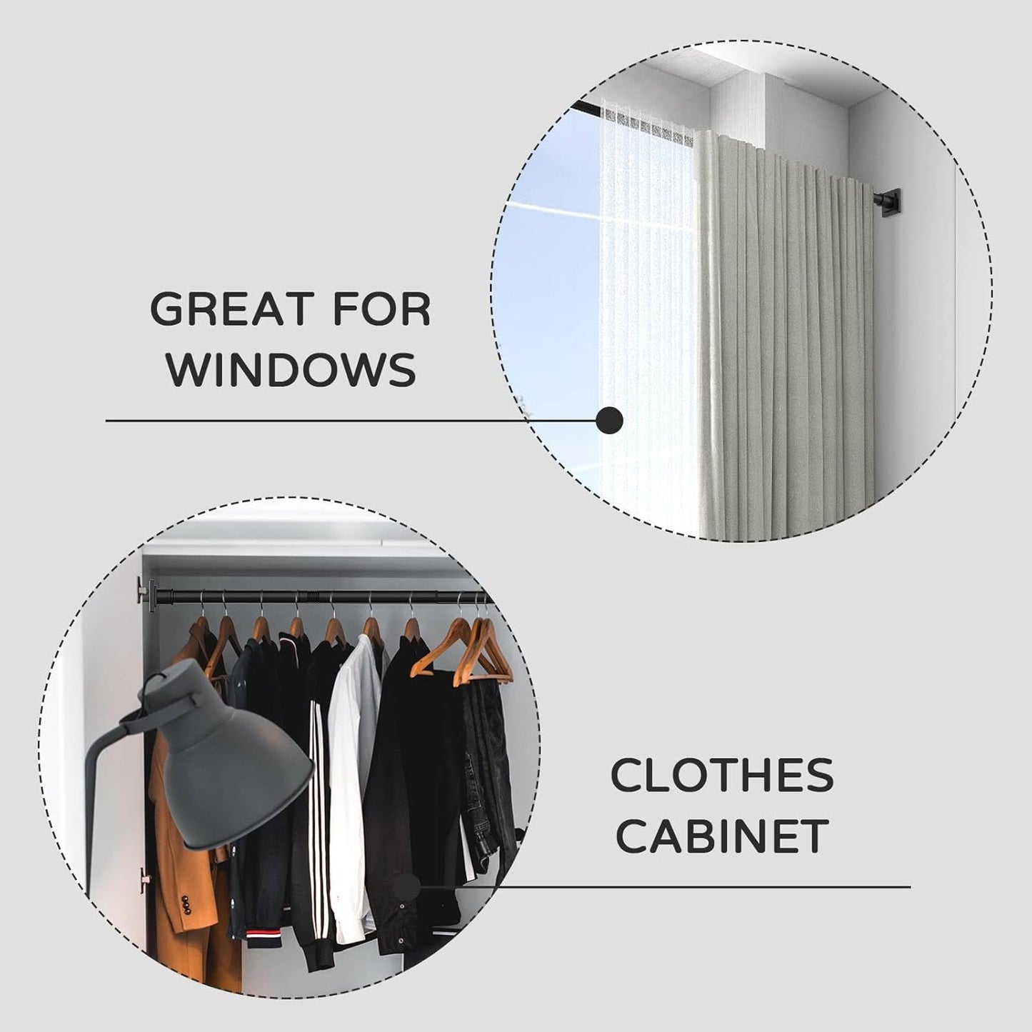 Shower Curtain Rod Adjustable 31-79", Anti-Rust Shower Rod & Spring Tension Shower Rod No Drill, Black Shower Curtain Rod for Bathroom Tension Rod