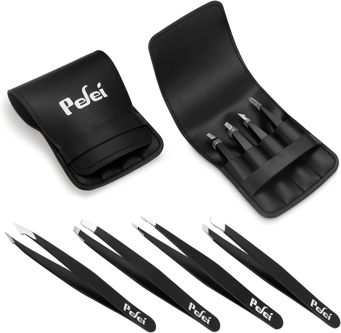 Pefei Tweezers Set - Professional Stainless Steel Tweezers for Eyebrow