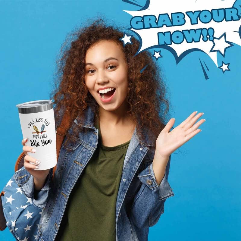 Bird Lover White Edition Viking Tumbler 20oz - Kiss Then bite You - Hu