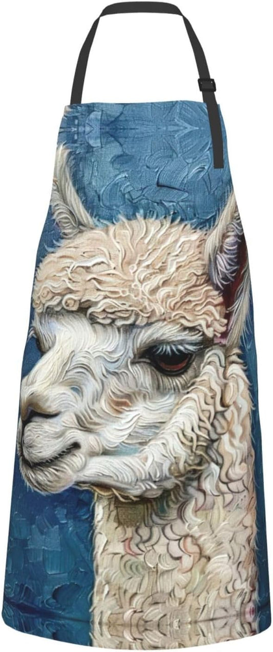 Alpaca Llama print Waterproof chef's apron with pocket apron for kitchen cooking baking barbecue and gardening