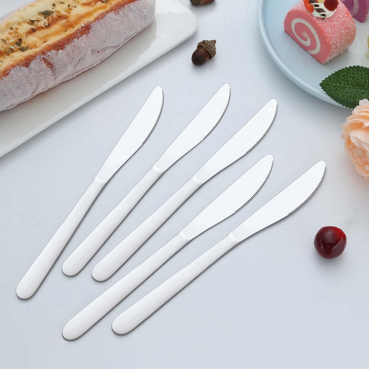 24 Pieces Knives Set - 9 Inches Dinner Knives, Butter Knife, Food Grad