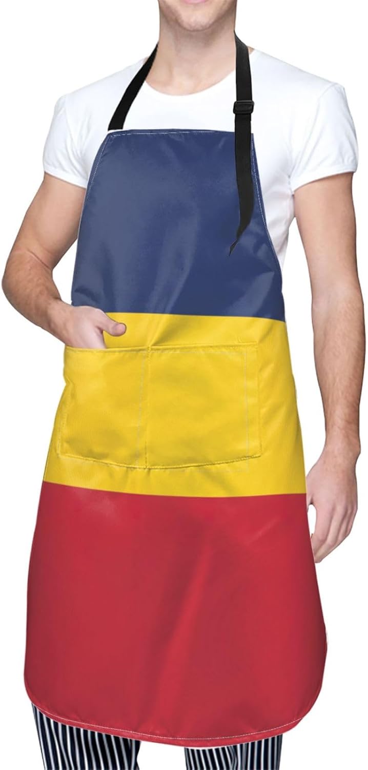 Flag of Chad print Waterproof chef's apron with pocket apron for kitchen cooking baking barbecue and gardening