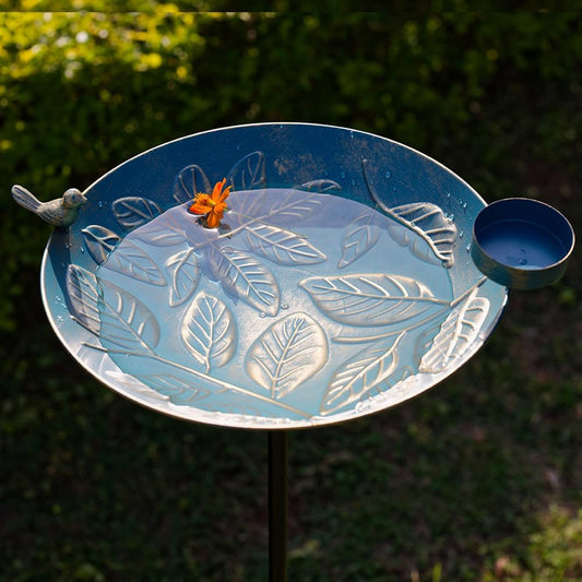 Stargarden Bird Bath, Garden Bird Baths Metal Birdfeeder, 46 Inches Height Leaves Pattern Outdoor Bird Bath with Stake, Hummingbird Bird Bath for Outside, Porch Decor