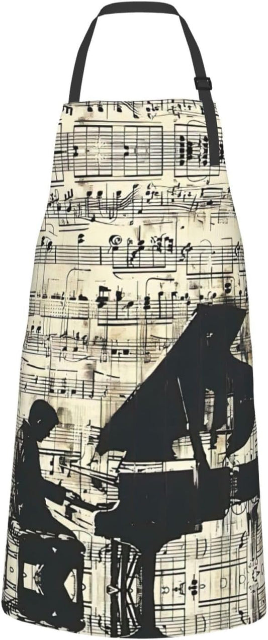 Sheet Music print Waterproof chef's apron with pocket apron for kitche
