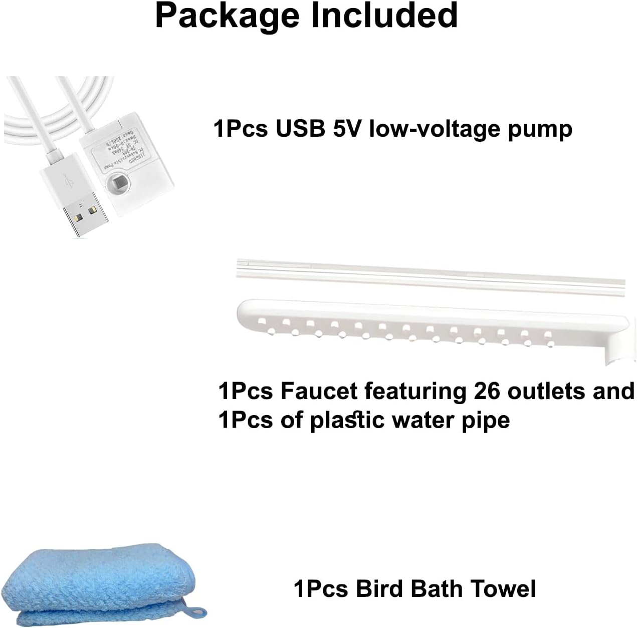 Bird Baths Shower Fauce with Bird Bath Towel, Bird Bath Fountain Pump, Fountain Pump with Shower, Electric Bird Bath for Outside, Outdoor Garden Decoration